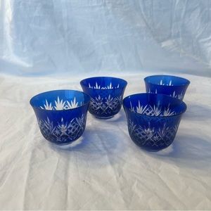 Cobalt Blue Cut Glass Set of 4